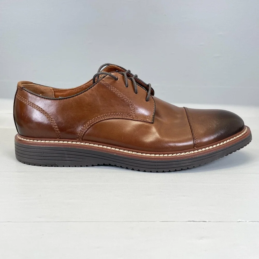 Johnston & Murphy Upton Oxford Dress Shoes Mens Size 11 M Brown Leather Cap Toe